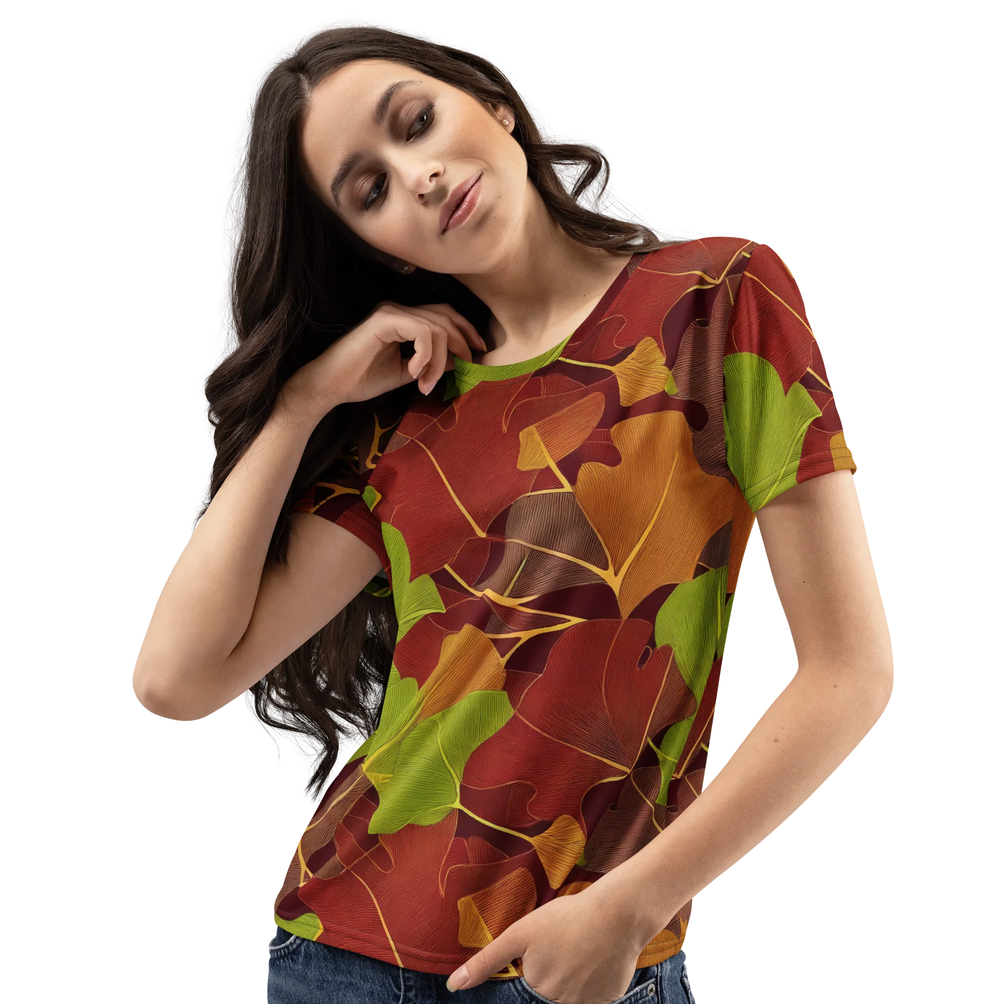 Ginkgo Grove on Women's Crew Neck T-Shirt — Left Front