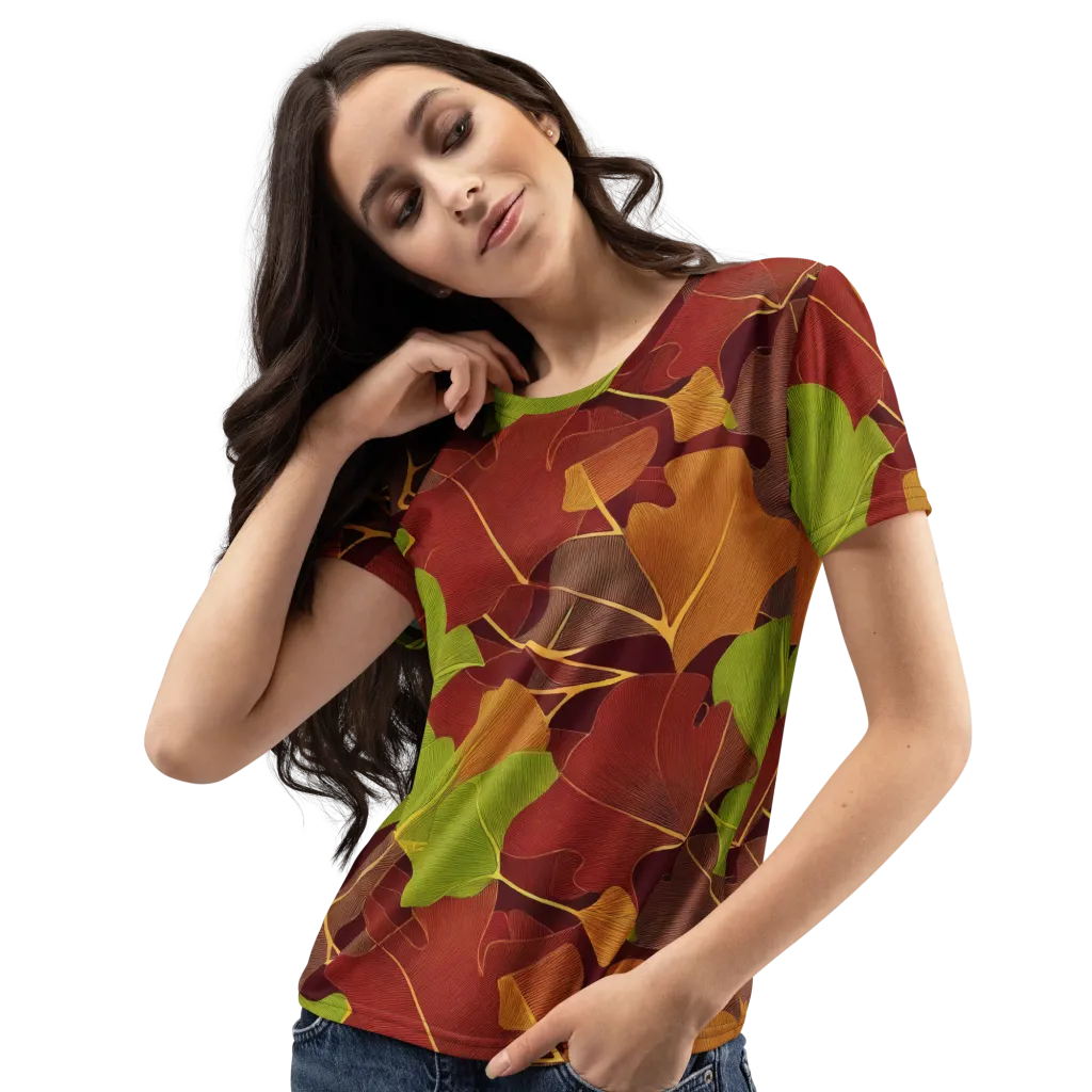 Ginkgo Grove on Women's Crew Neck T-Shirt — Left Front
