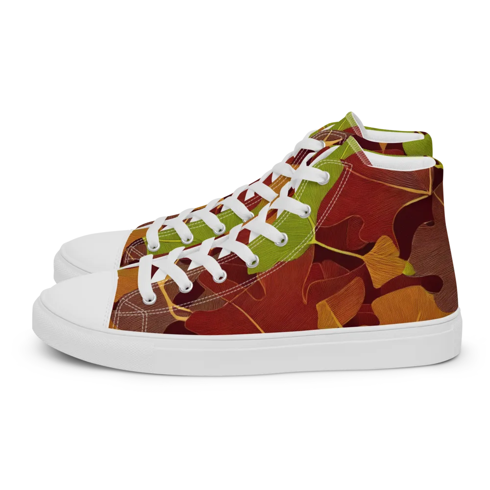 Ginkgo Grove on Women's High Top Canvas Shoes — Left