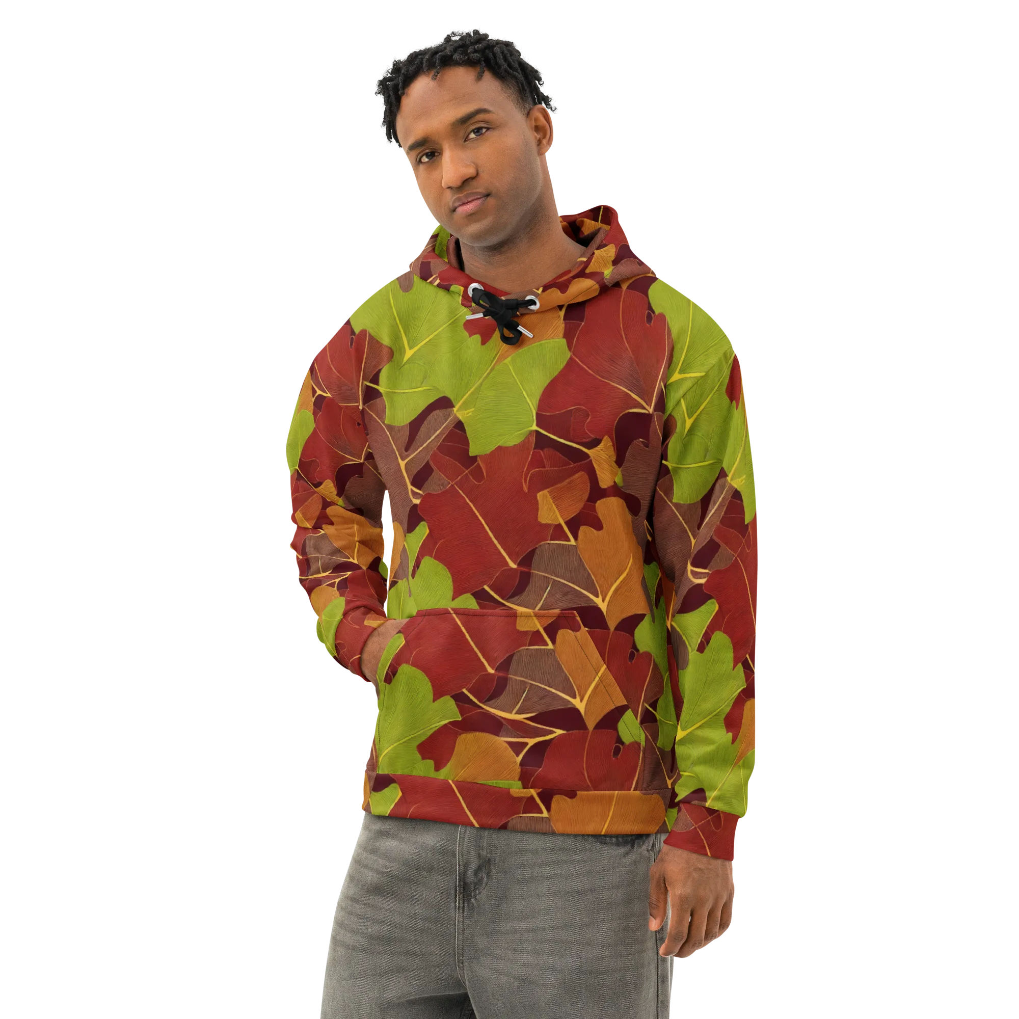 Ginkgo Grove on Cotton Hoodie — Left Front