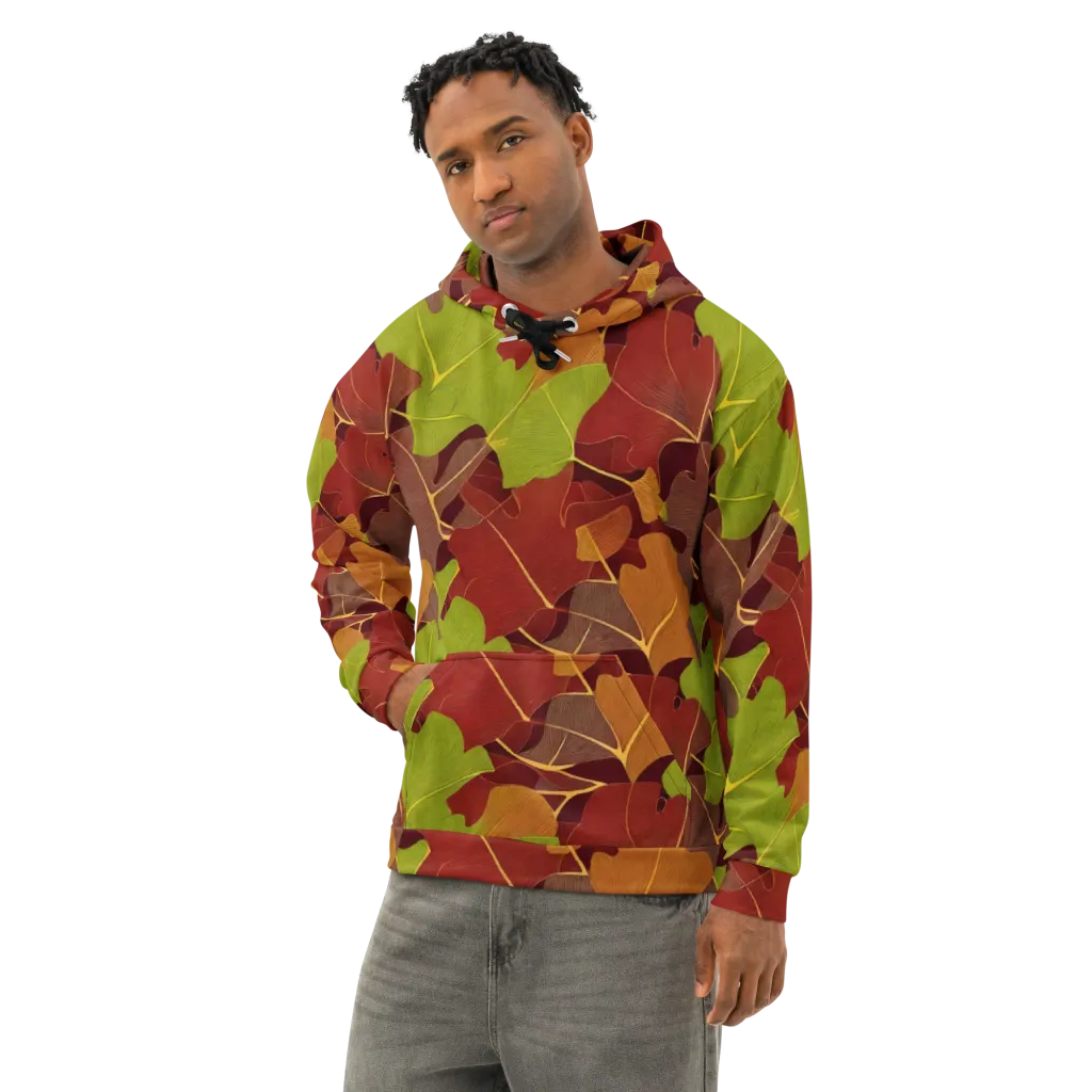 Ginkgo Grove on Cotton Hoodie — Left Front