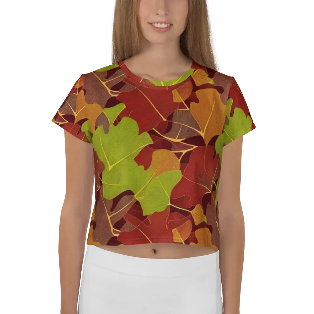 Ginkgo Grove on Crop Tee — Front