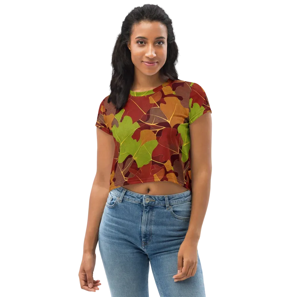 Ginkgo Grove on Crop Tee — Front
