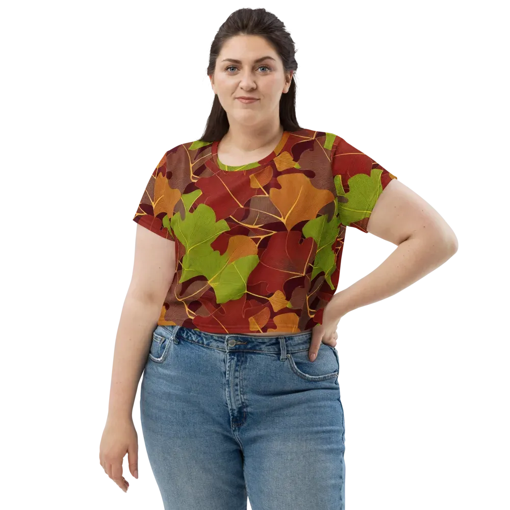 Ginkgo Grove on Crop Tee — Front