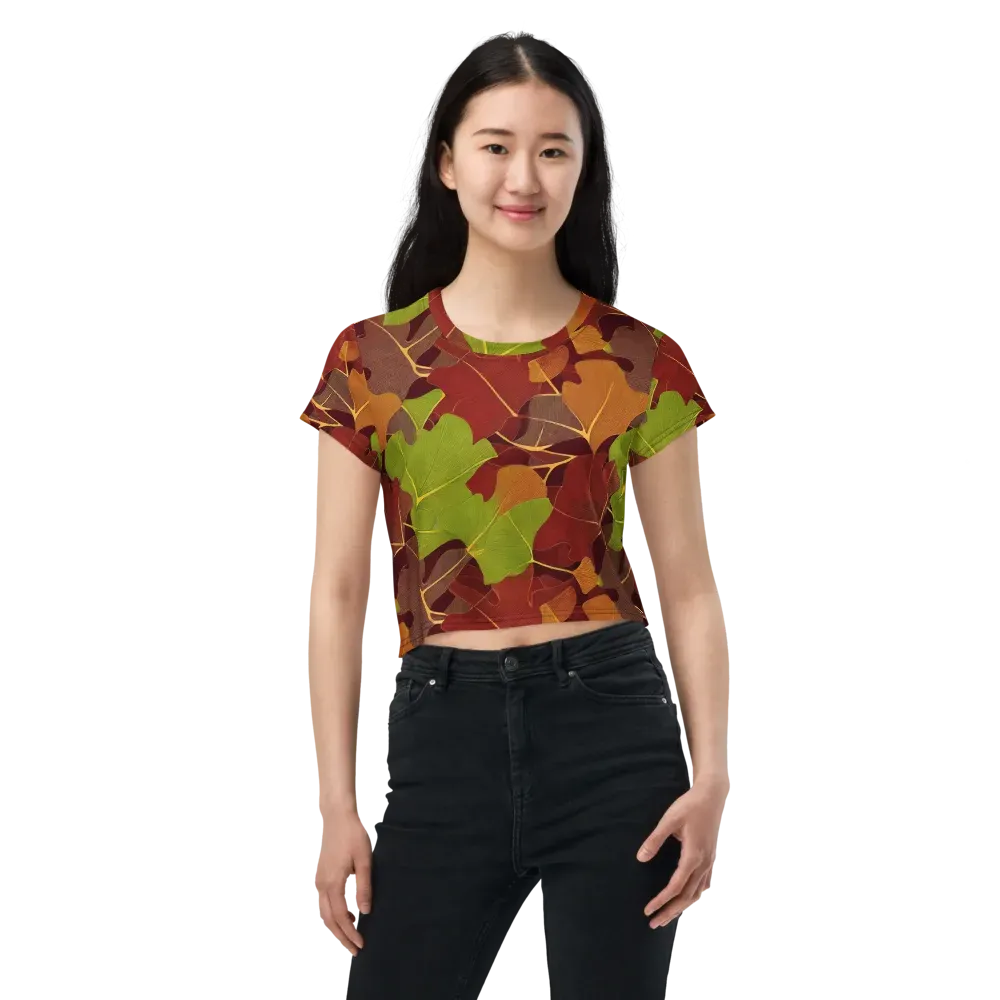 Ginkgo Grove on Crop Tee — Front