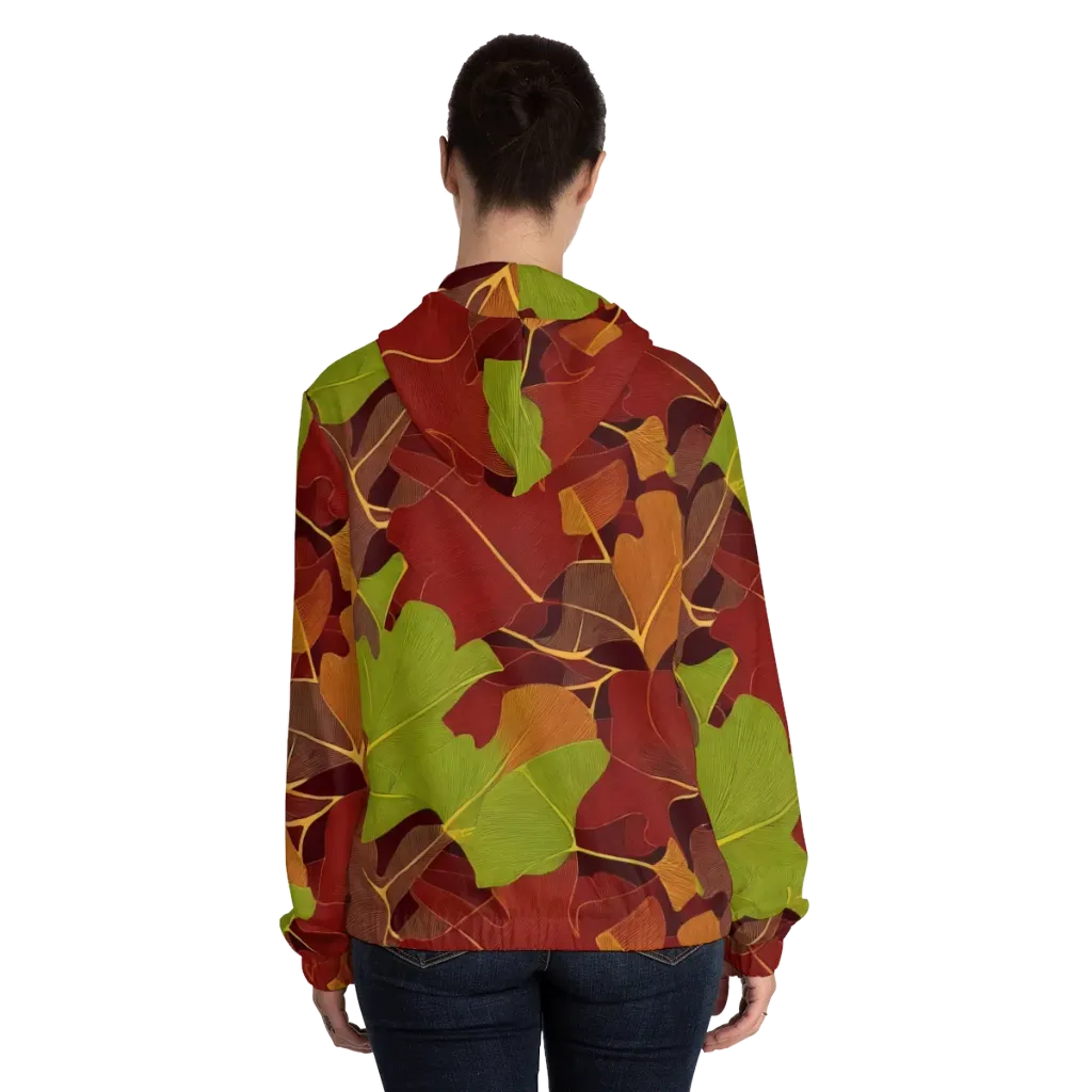 Ginkgo Grove on Women's Full-Zip Hoodie — Back On Person