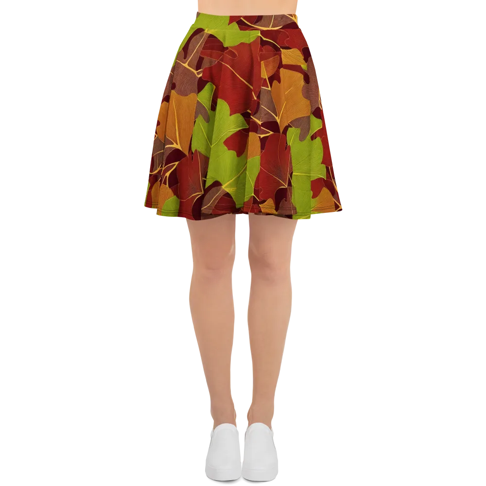 Ginkgo Grove on Skater Skirt — Front
