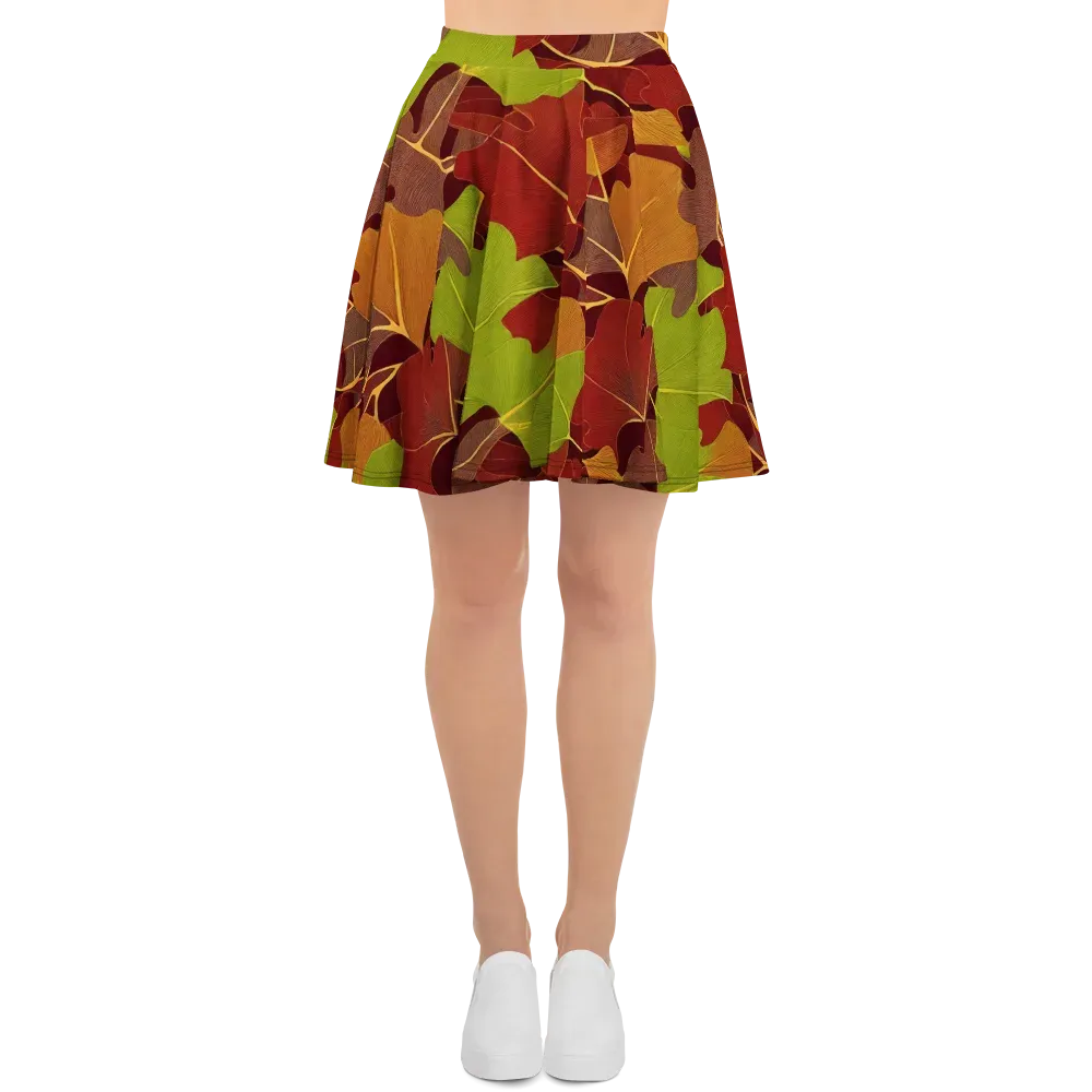 Ginkgo Grove on Skater Skirt — Front