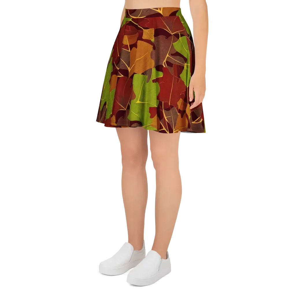 Ginkgo Grove on Skater Skirt — Left