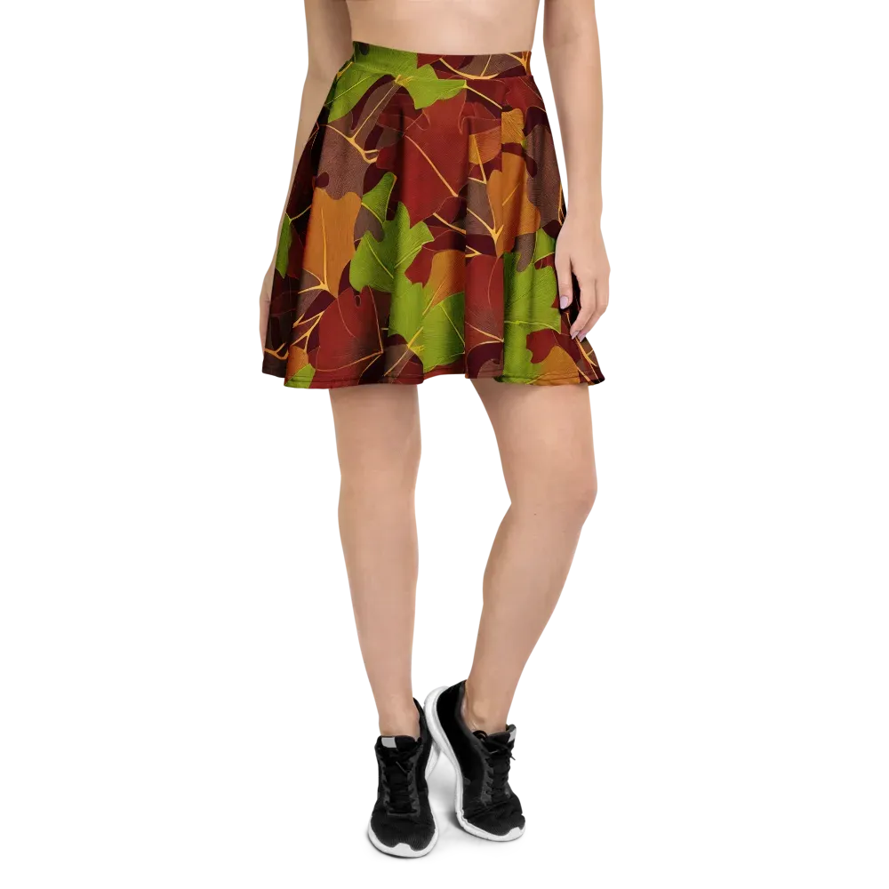 Ginkgo Grove on Skater Skirt — Front