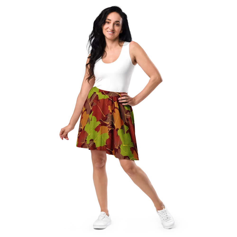 Ginkgo Grove on Skater Skirt — Front