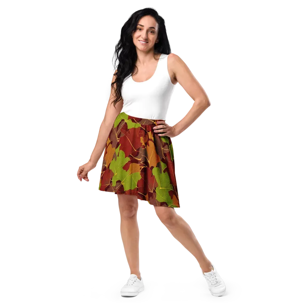 Ginkgo Grove on Skater Skirt — Front