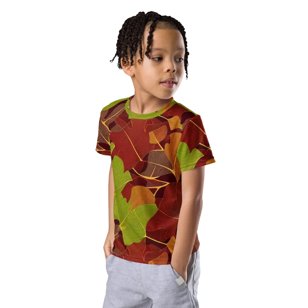 Ginkgo Grove on Kids Crew Neck T-Shirt — Left Front