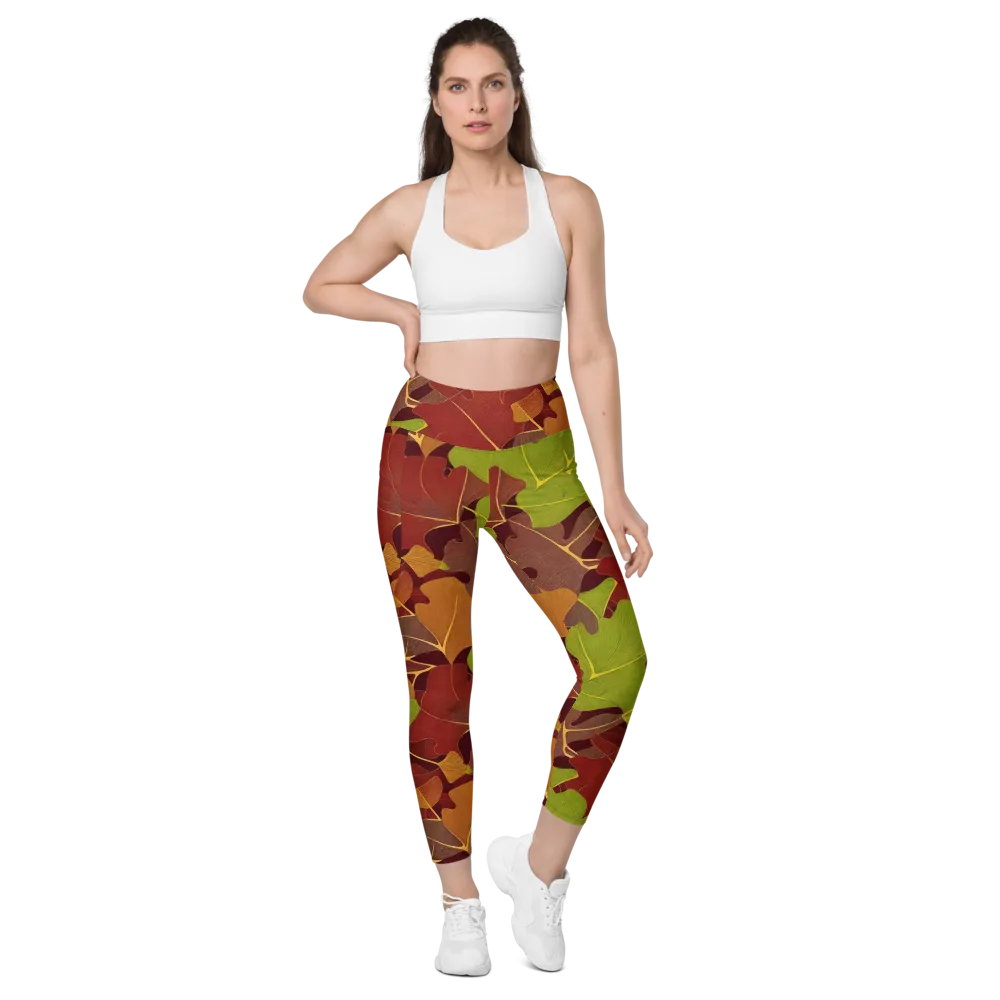 Ginkgo Grove on Leggings with Pockets — Front