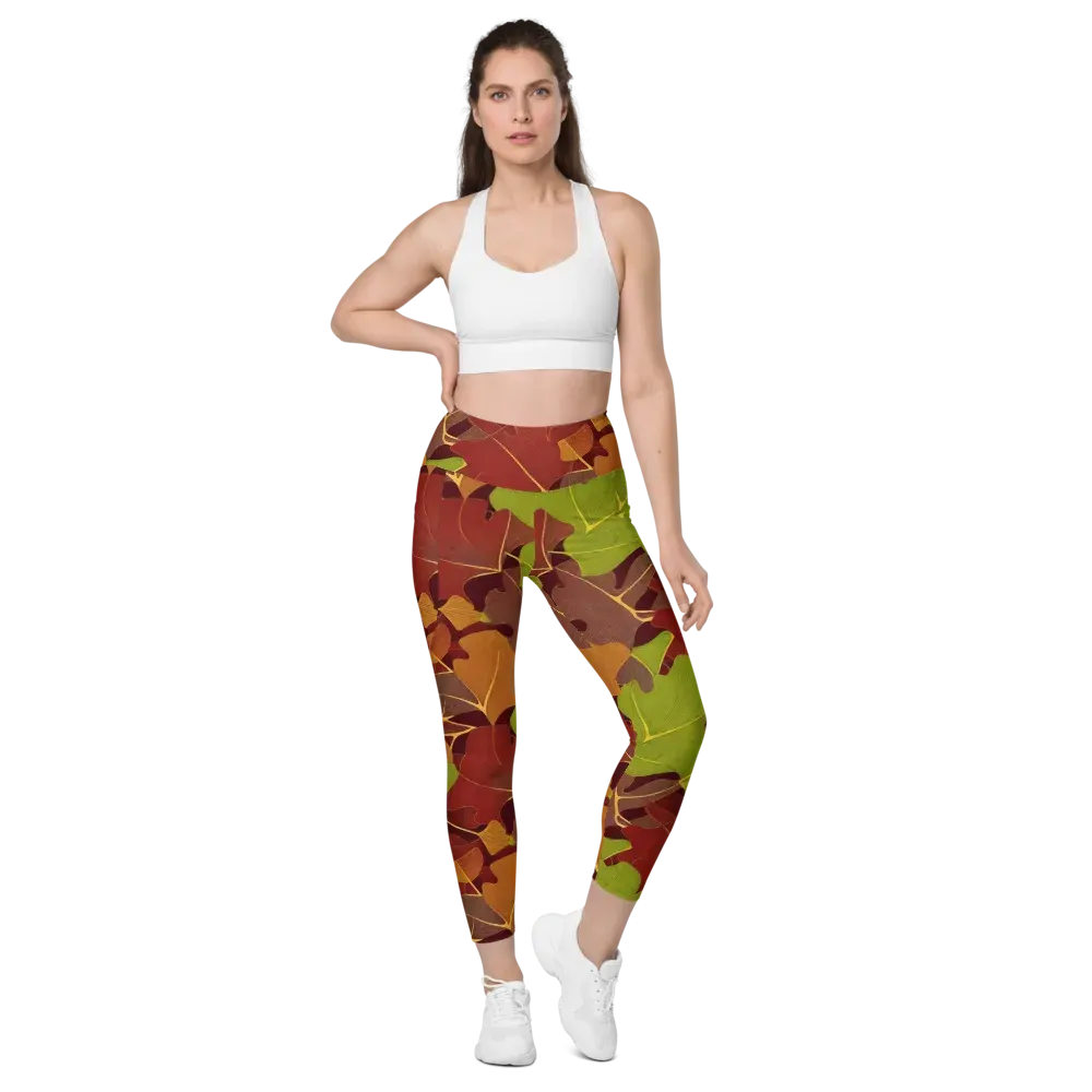 Ginkgo Grove on Leggings with Pockets — Front
