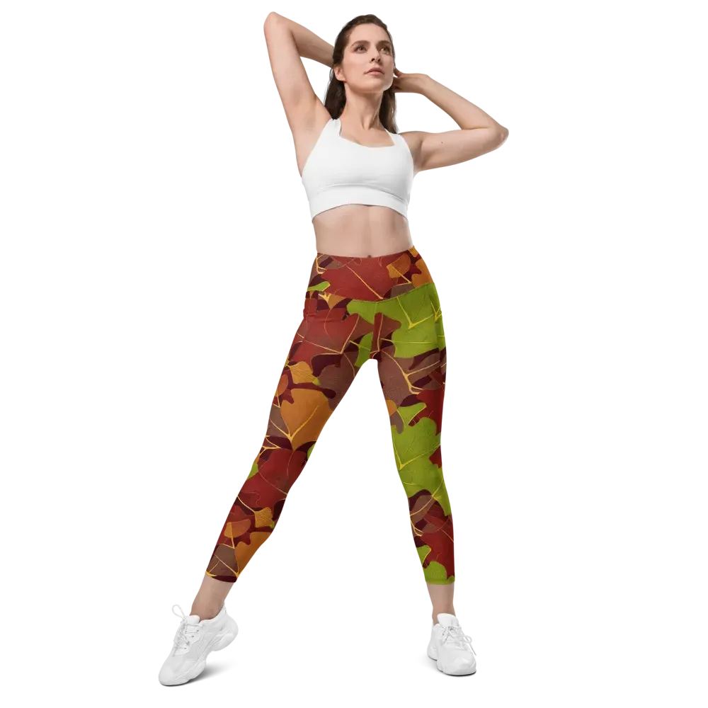 Ginkgo Grove on Leggings with Pockets — Front