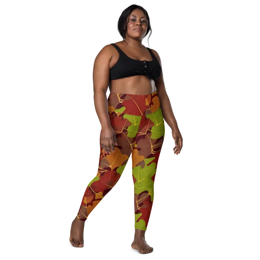 Ginkgo Grove on Leggings with Pockets — Front