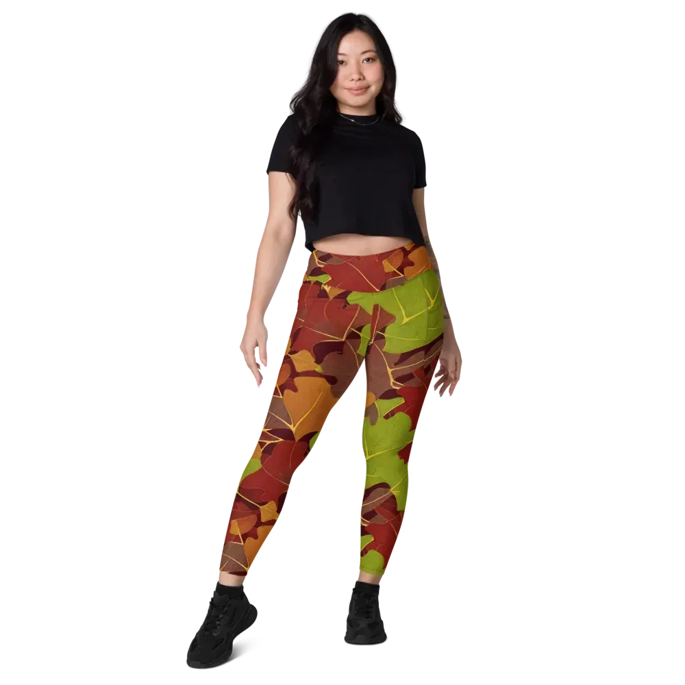 Ginkgo Grove on Leggings with Pockets — Front