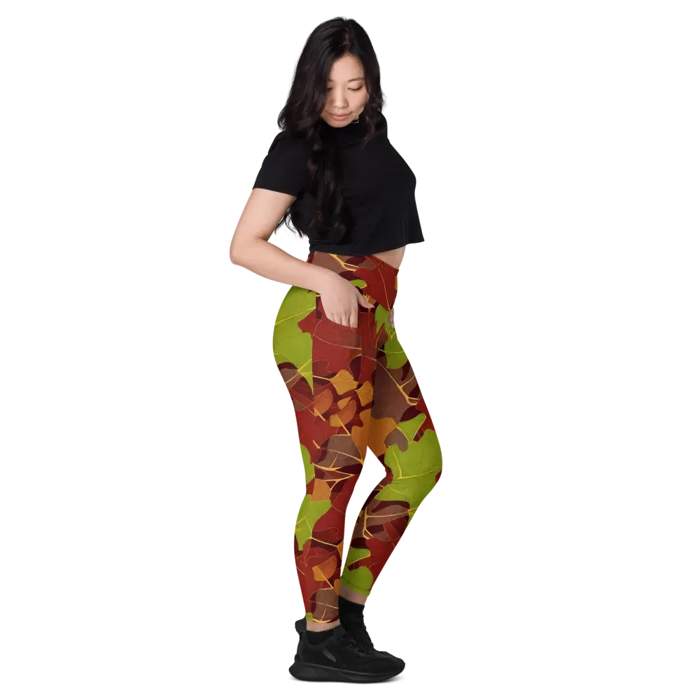 Ginkgo Grove on Leggings with Pockets — Right