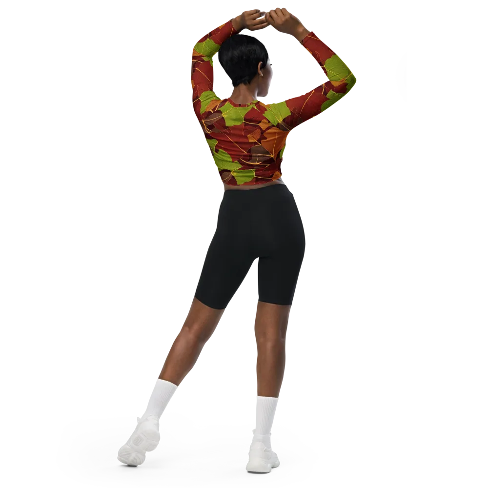 Ginkgo Grove on Long Sleeve Crop Top — Back