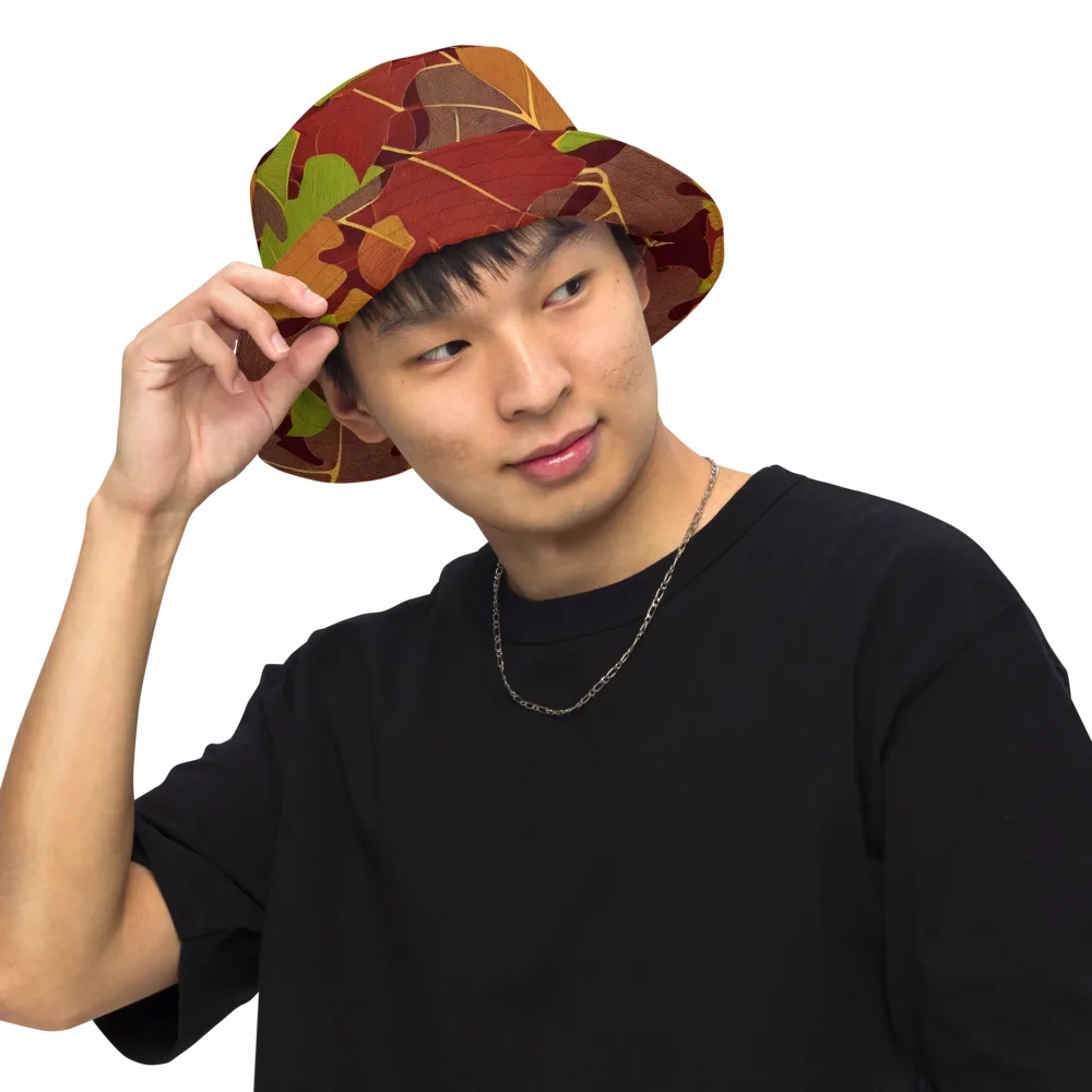 Ginkgo Grove on Reversible Bucket Hat — Front Inside