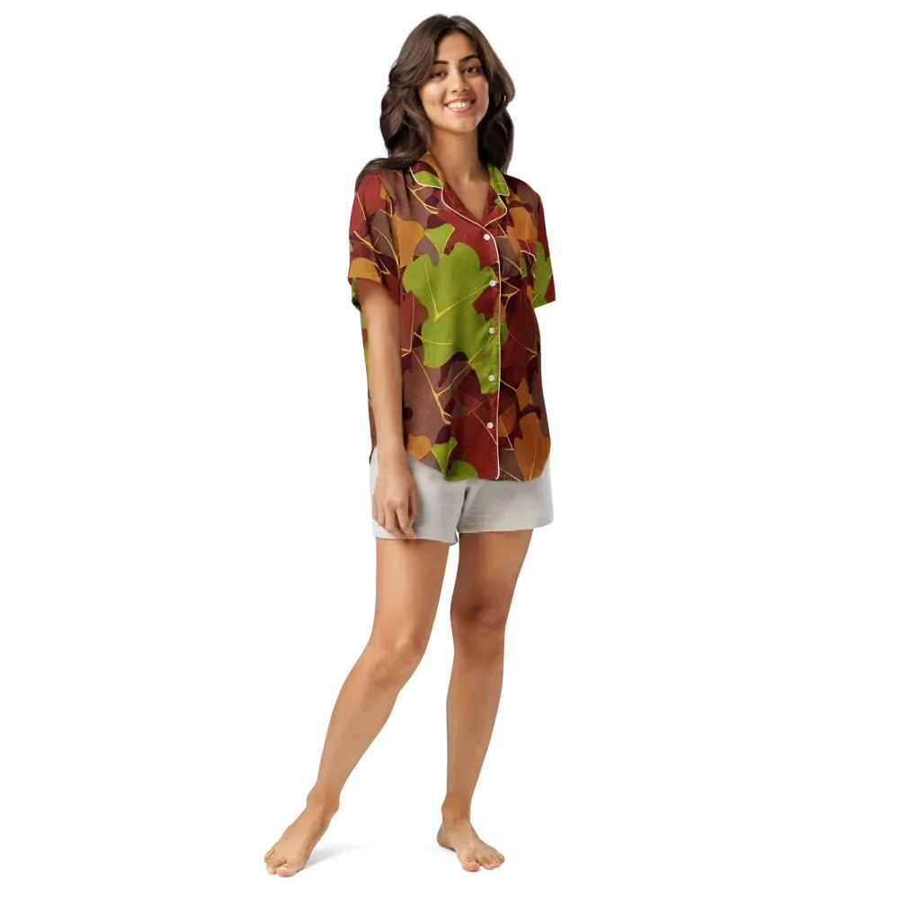 Ginkgo Grove on Women's Short Sleeve Pajama Top — Front
