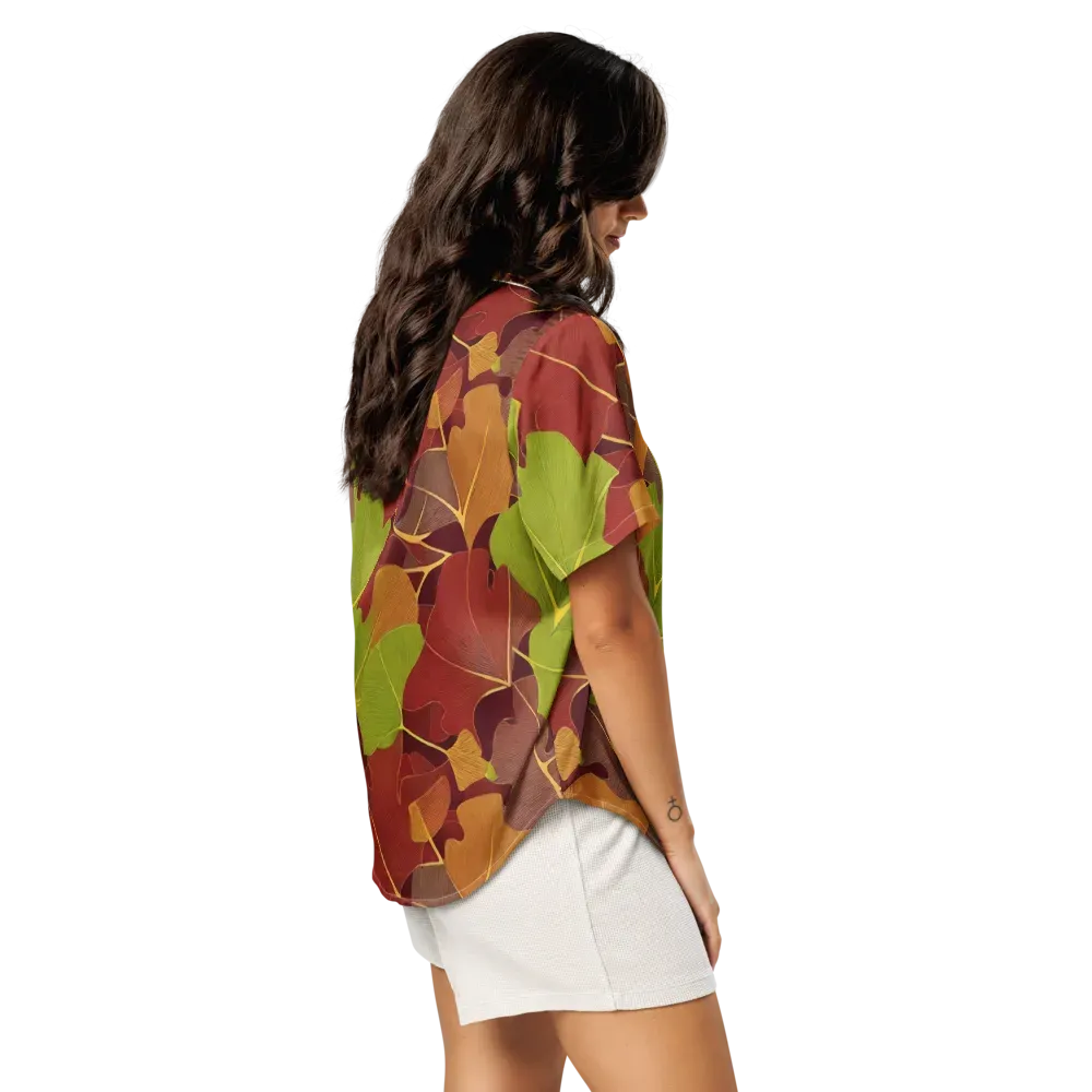 Ginkgo Grove on Women's Short Sleeve Pajama Top — Right Back