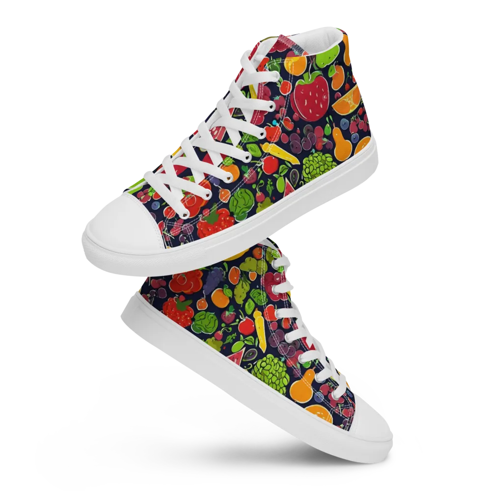 Midnight Market on Men's High Top Canvas Shoes — Front
