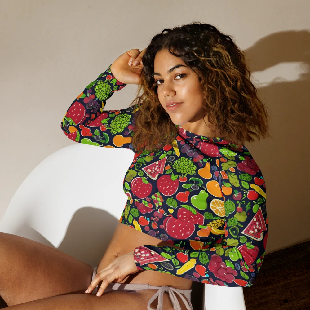 Midnight Market on Long Sleeve Crop Top — Left Front