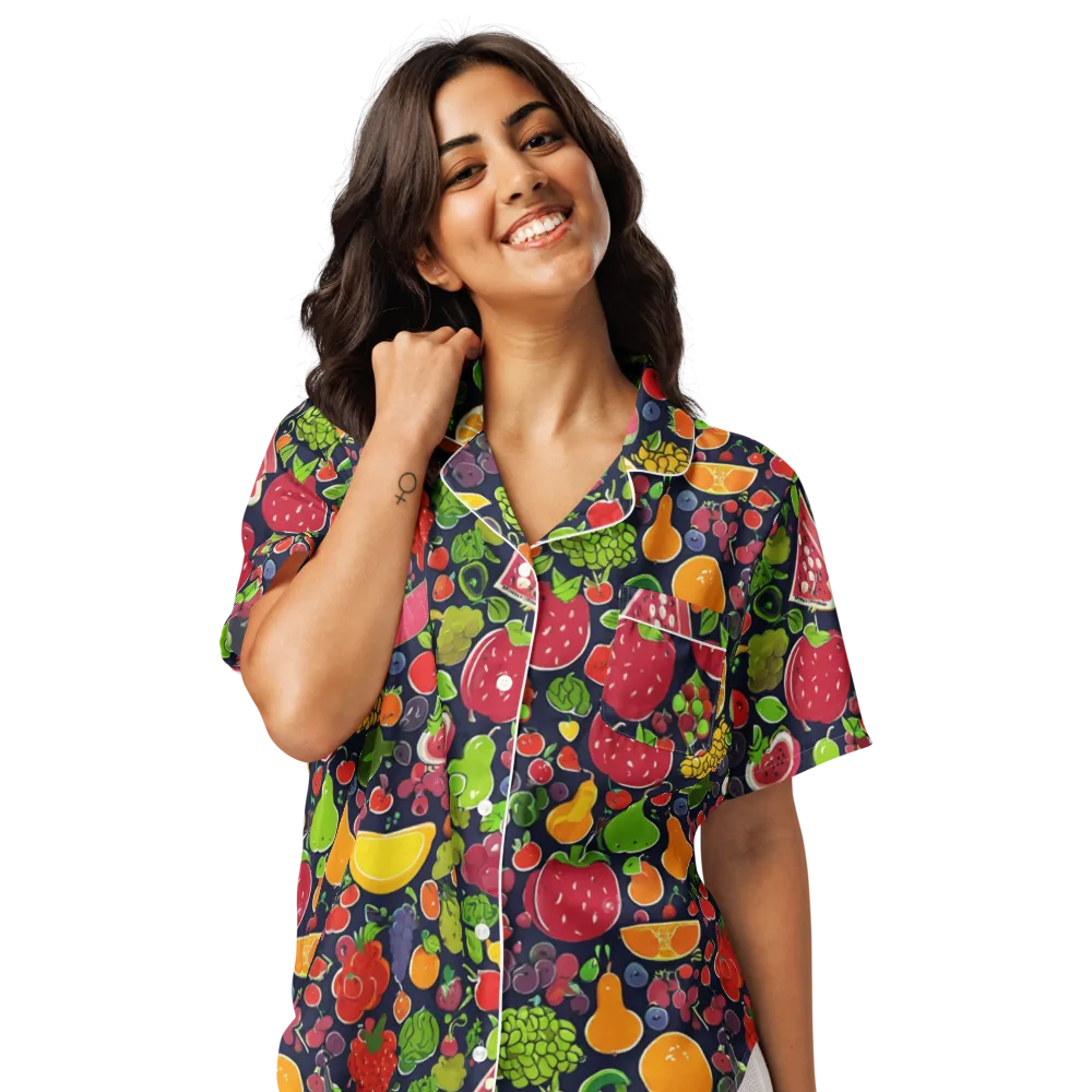 Midnight Market on Women's Short Sleeve Pajama Top — Front
