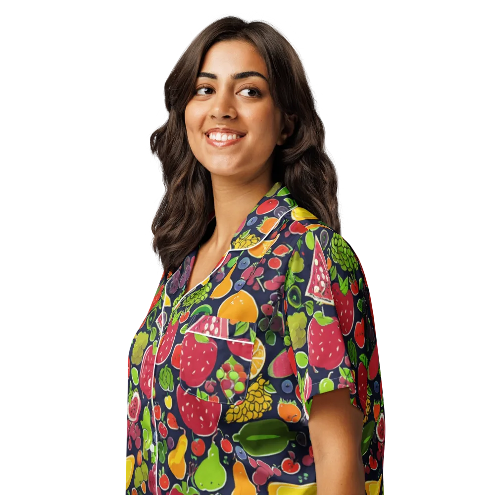 Midnight Market on Women's Short Sleeve Pajama Top — Left Front