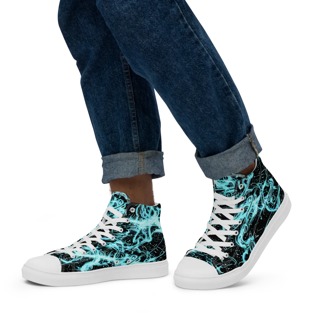 Snyder Swirls on Men's High Top Canvas Shoes — Left