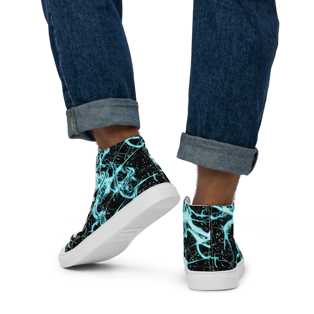 Snyder Swirls on Men's High Top Canvas Shoes — Back