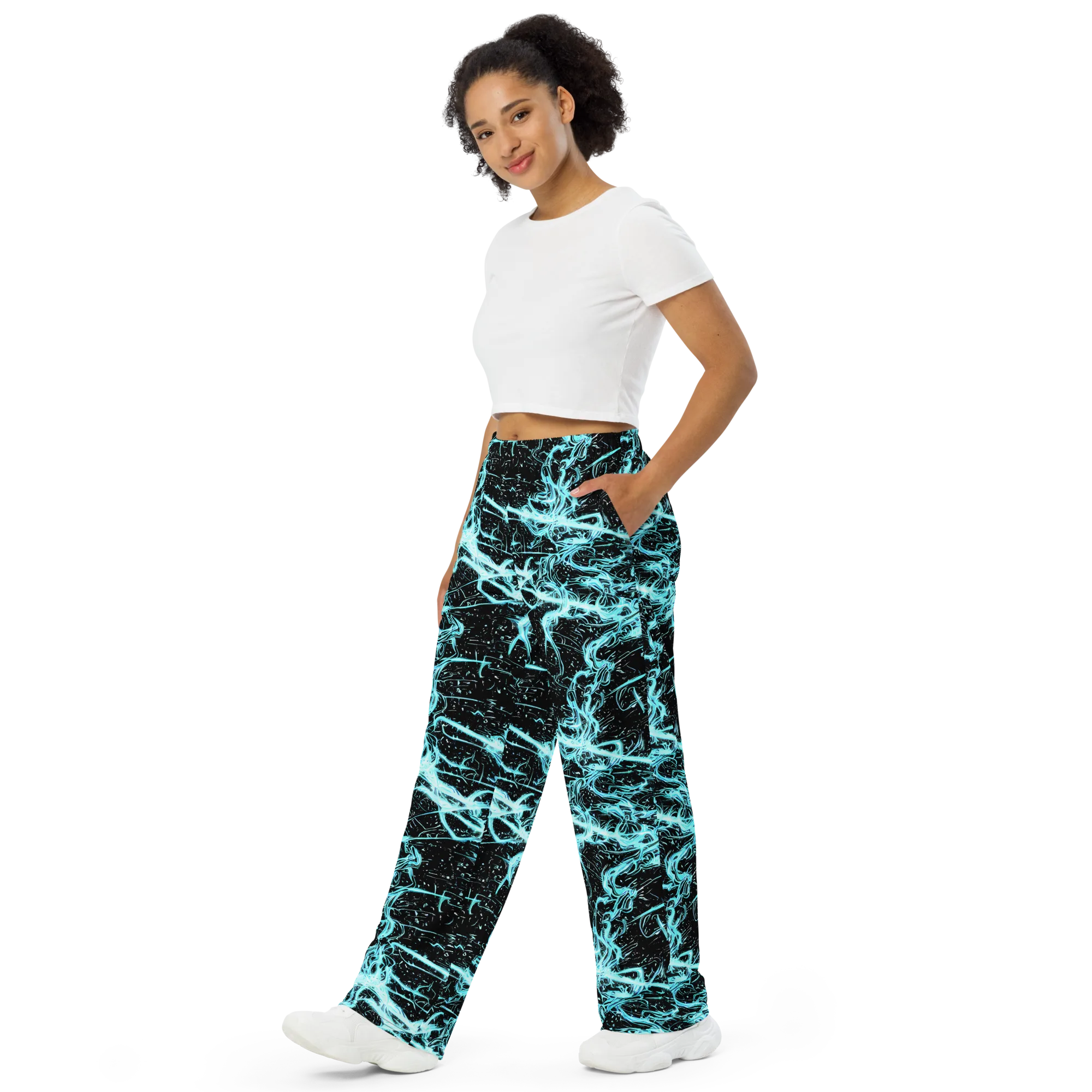 Snyder Swirls on Wide-Leg Pants — Left Front