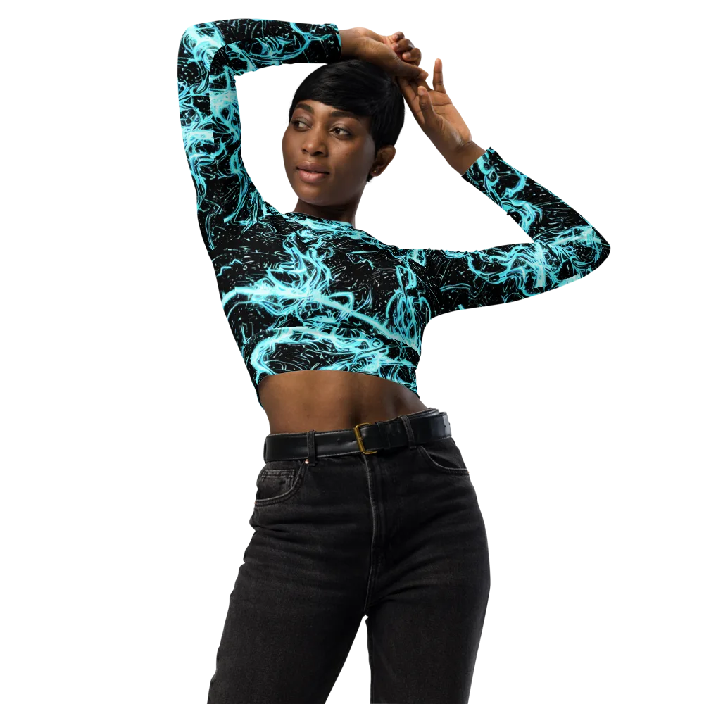 Snyder Swirls on Long Sleeve Crop Top — Front