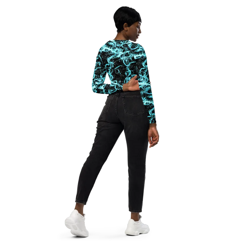 Snyder Swirls on Long Sleeve Crop Top — Right Back