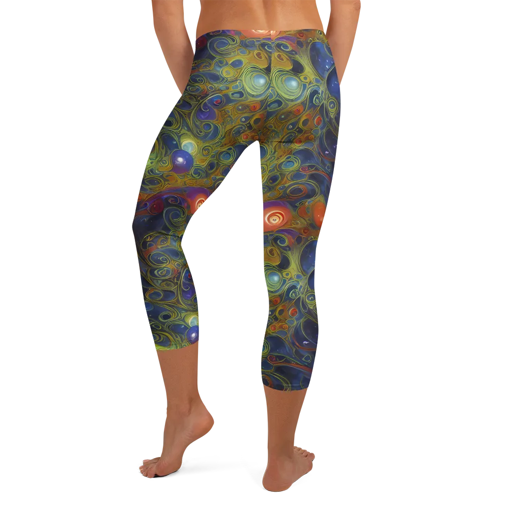 Nebula Marbling on Capri Leggings — Back