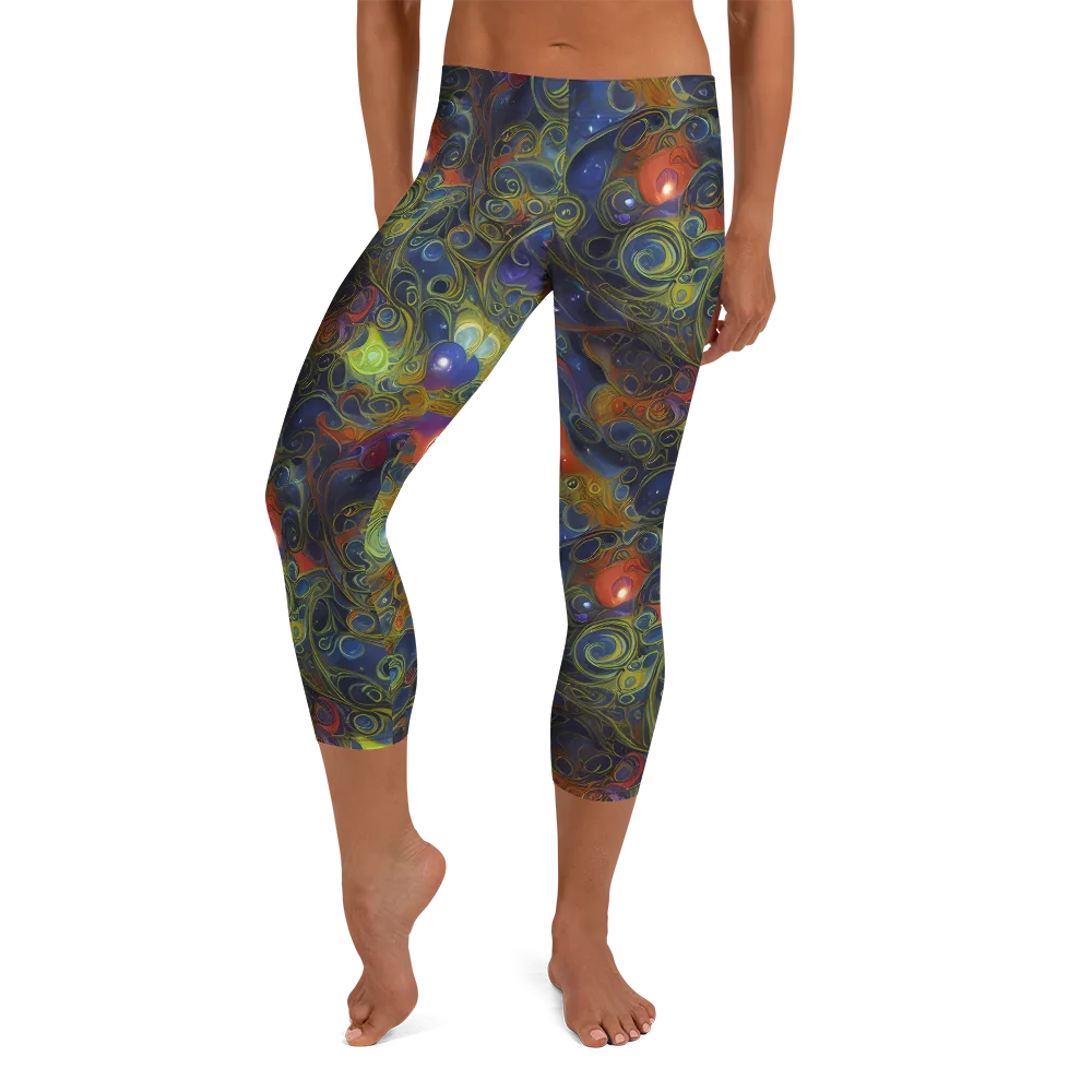 Nebula Marbling on Capri Leggings — Front