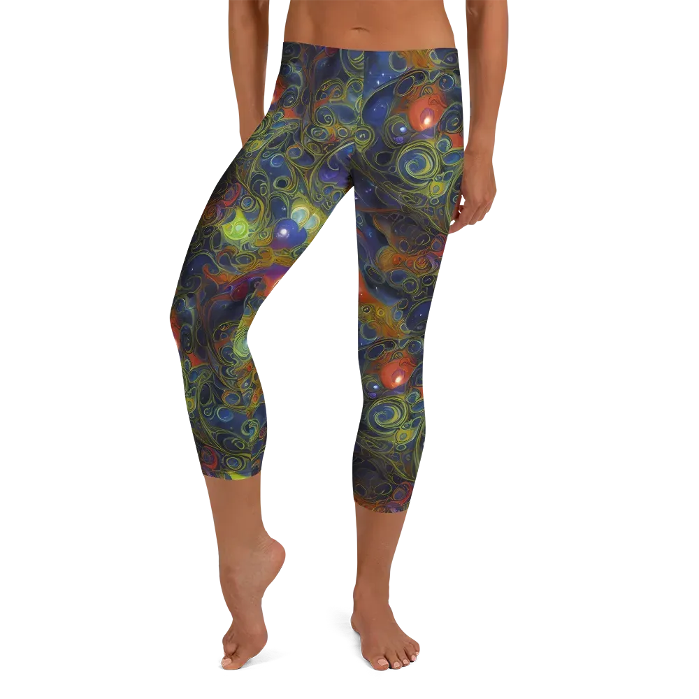 Nebula Marbling on Capri Leggings — Front
