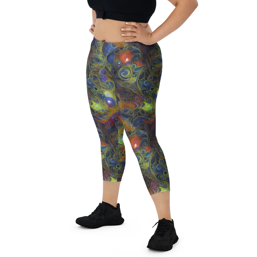 Nebula Marbling on Capri Leggings — Front