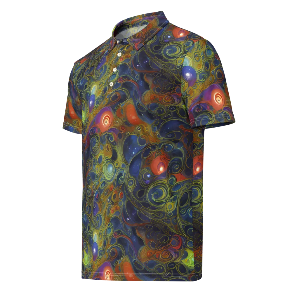 Nebula Marbling on Men's Slim Fit Polo Shirt — Left Front