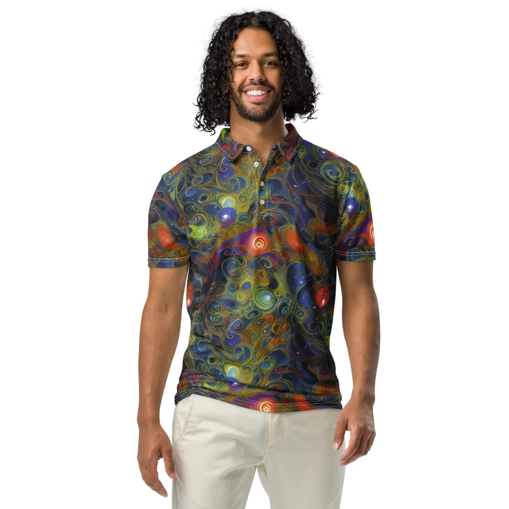Nebula Marbling on Men's Slim Fit Polo Shirt — Front