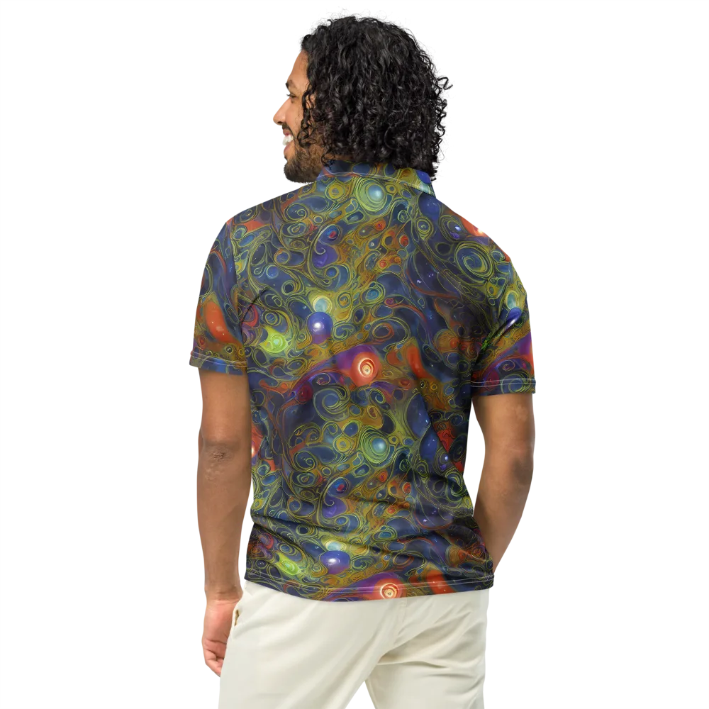 Nebula Marbling on Men's Slim Fit Polo Shirt — Back