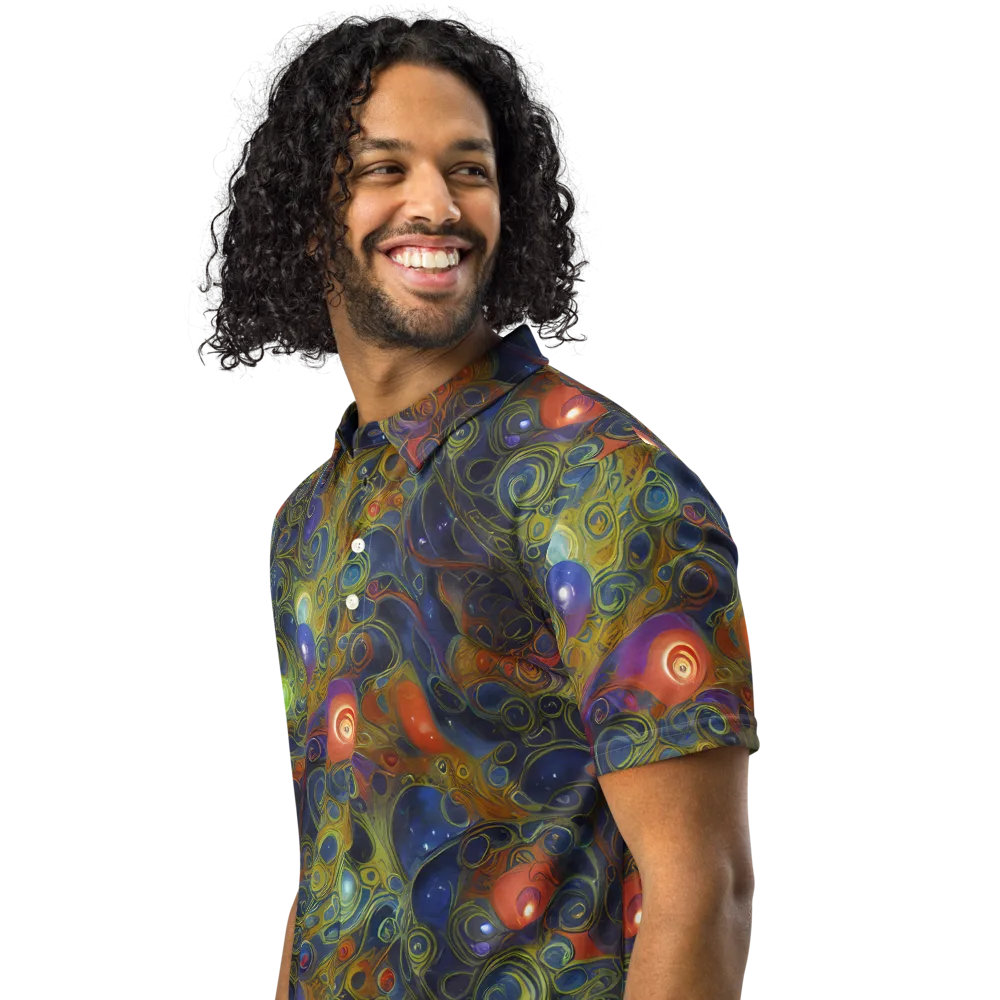 Nebula Marbling on Men's Slim Fit Polo Shirt — Left Front