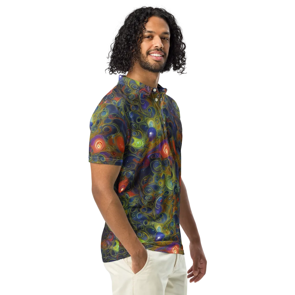 Nebula Marbling on Men's Slim Fit Polo Shirt — Right Front