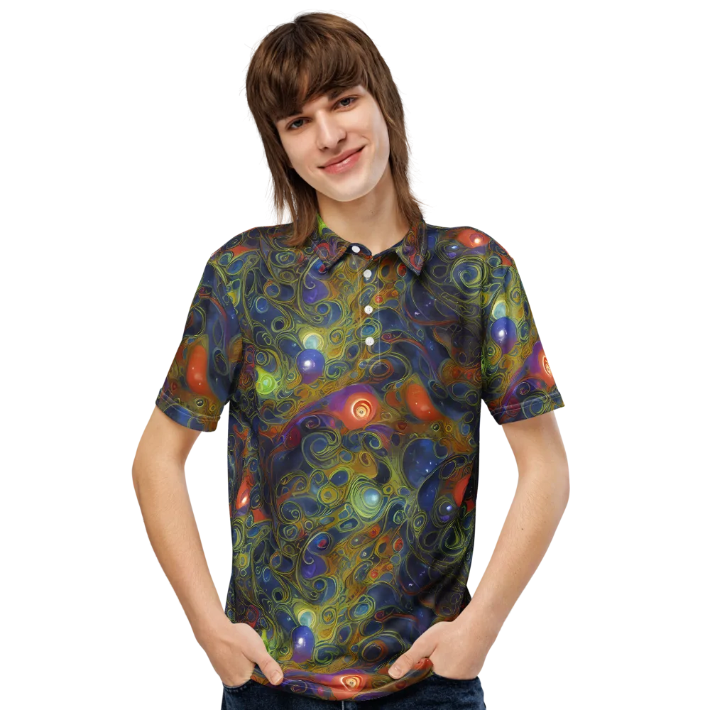 Nebula Marbling on Men's Slim Fit Polo Shirt — Front