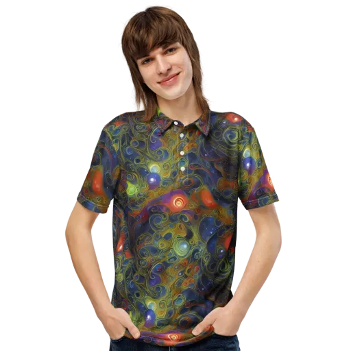 Nebula Marbling on a Men's Slim Fit Polo Shirt