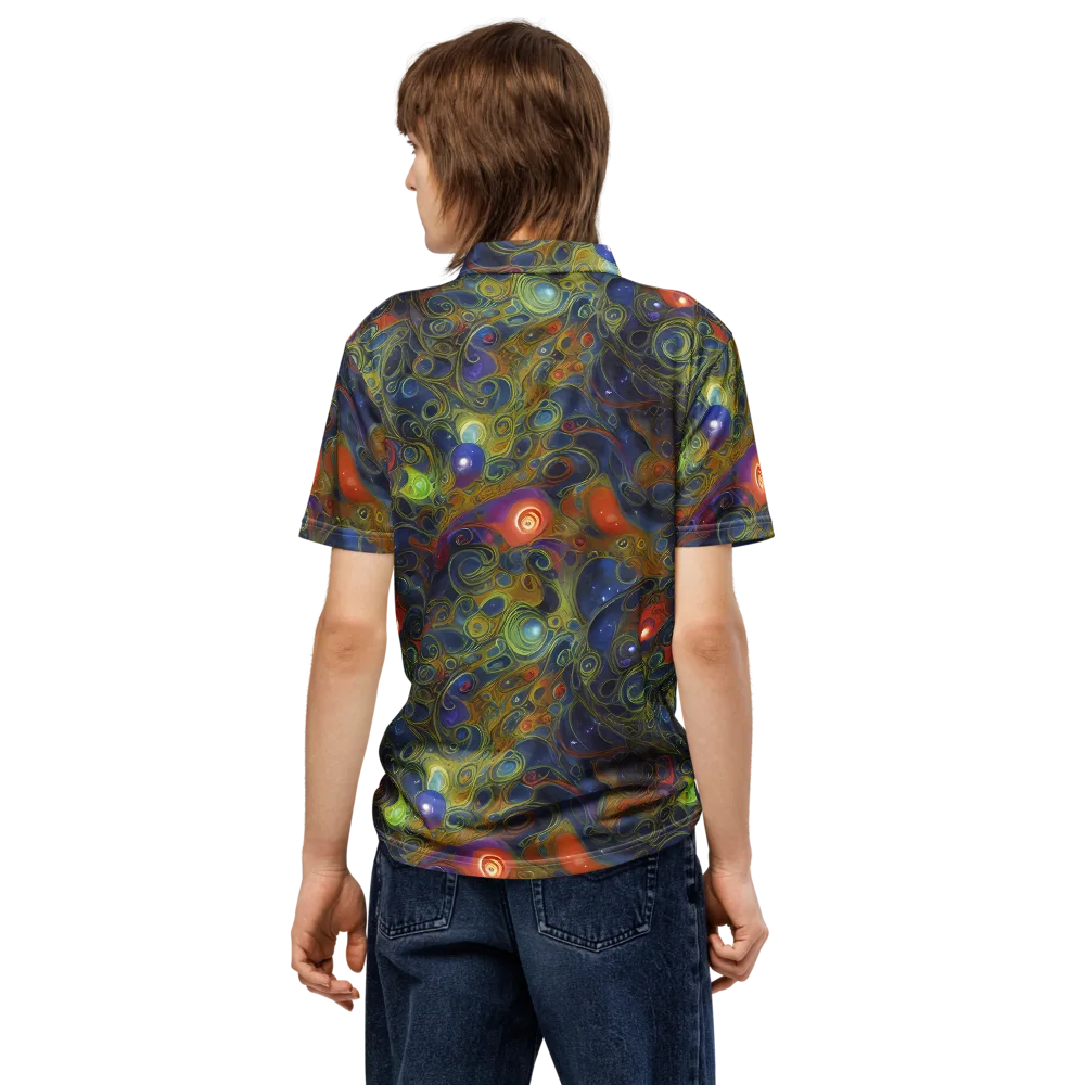 Nebula Marbling on Men's Slim Fit Polo Shirt — Back