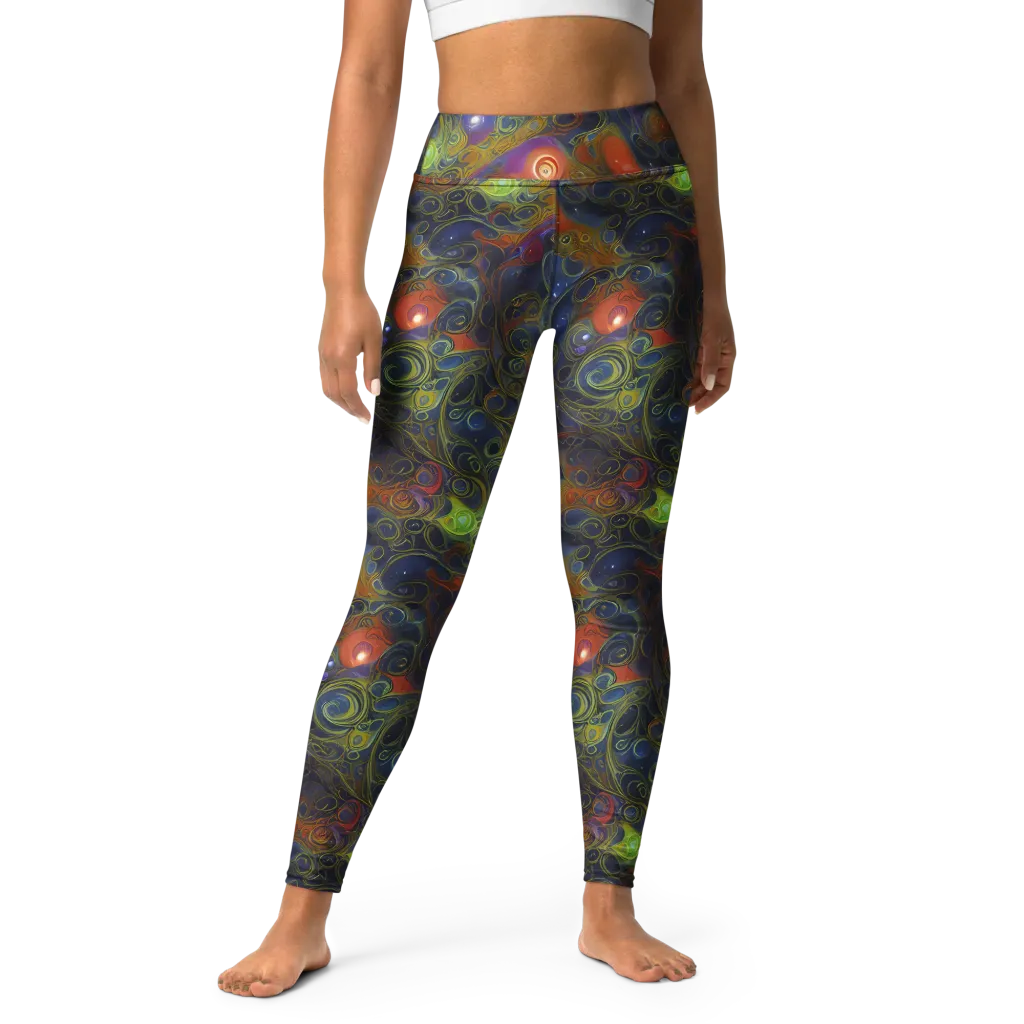 Nebula Marbling on Yoga Leggings — Front