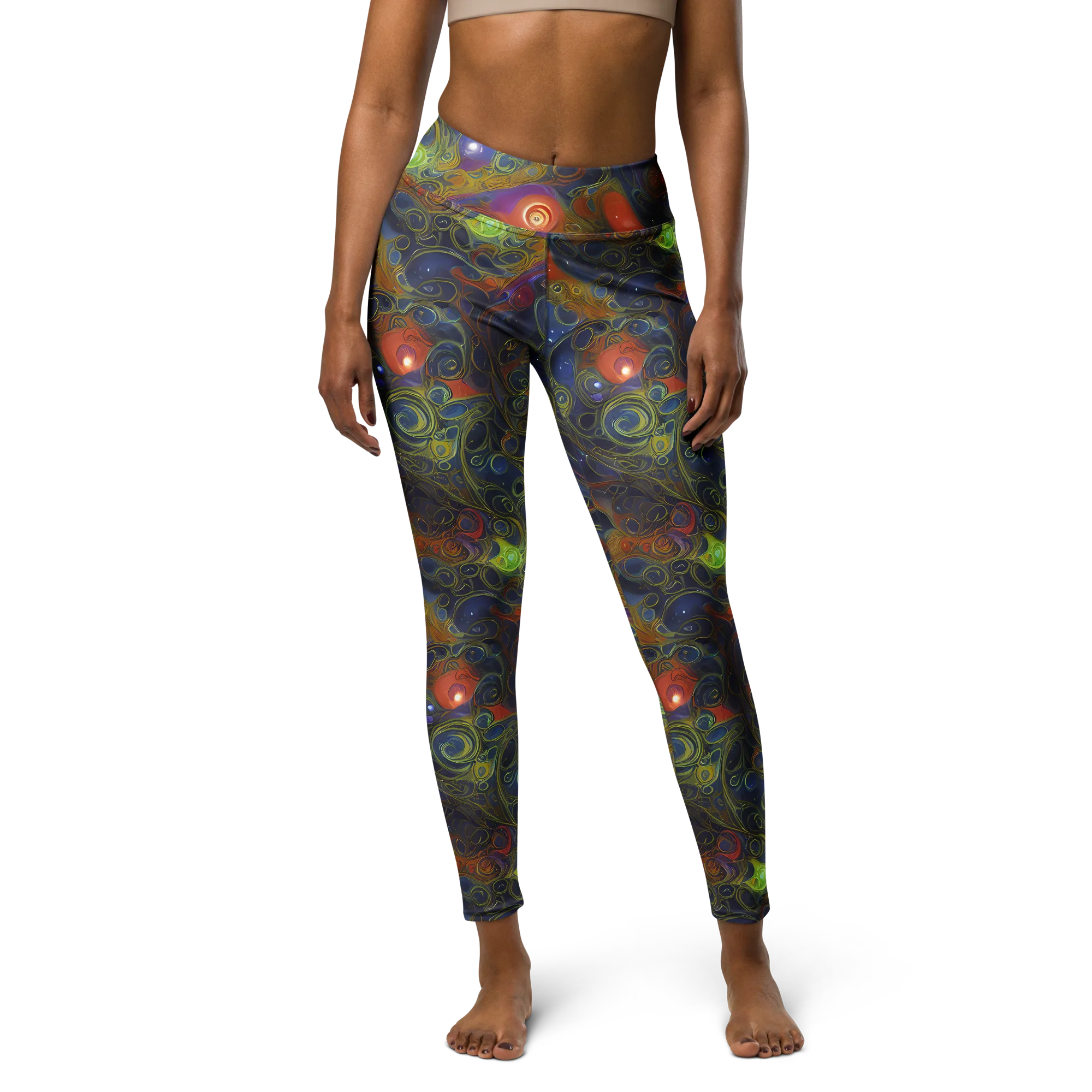 Nebula Marbling on Yoga Leggings — Front